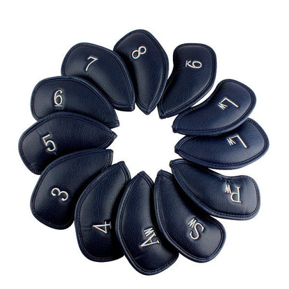 12 pcs Blue Leather Iron Head Cover Set 