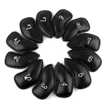 12 pcs black Leather Iron Headcovers